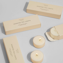 Load image into Gallery viewer, Scented tea light set – calming soy and mineral wax candles in gift box, perfect new mum gift