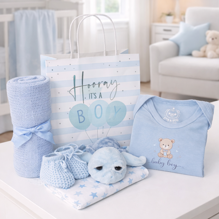 baby boy gift bag ready to send UK newborn present