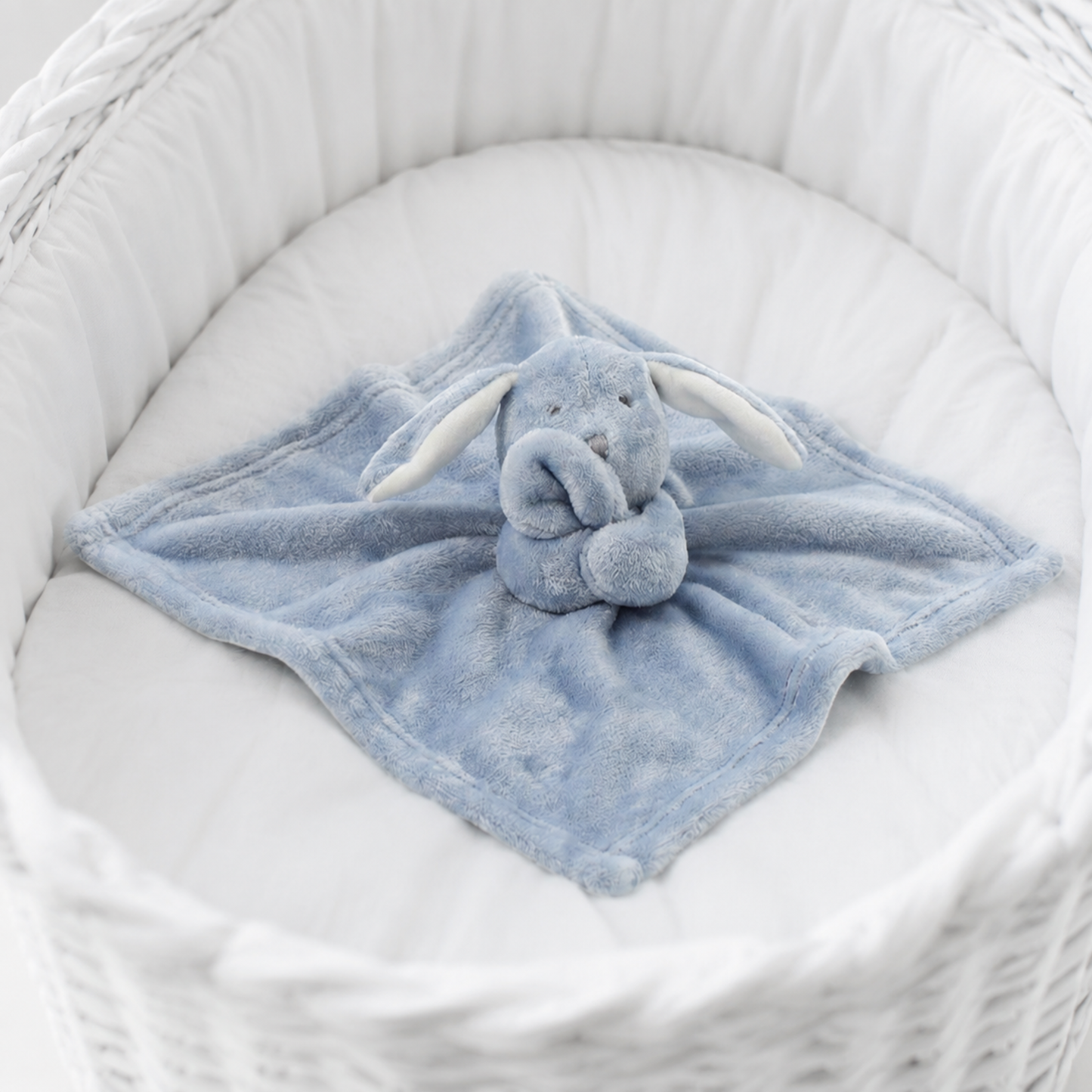 Dusky blue baby bunny comforter – soft comfort toy and new baby boy gift
