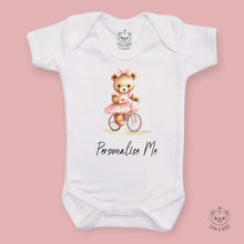 Load image into Gallery viewer, Personalised Baby Bodysuits - Bear on a Bicycle
