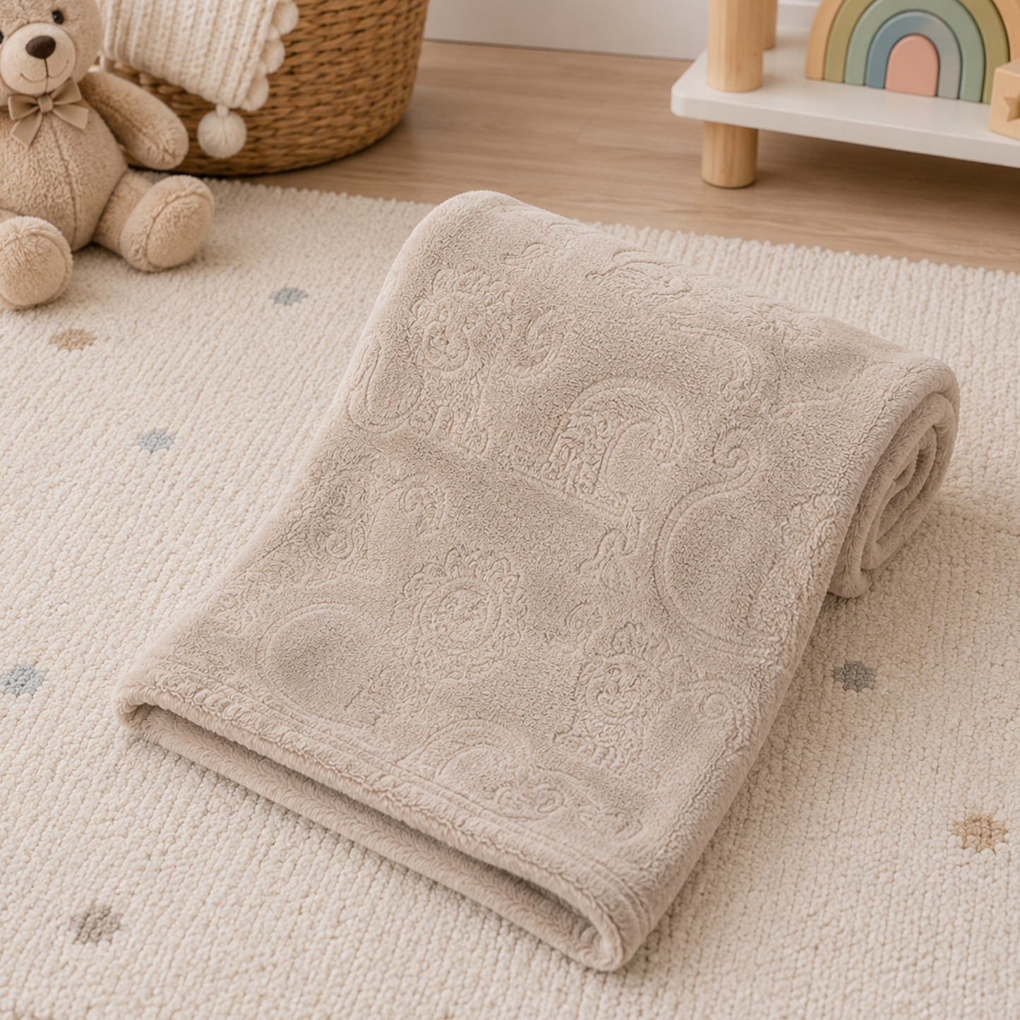 Neutral Animal Baby Blanket | Biscuit Newborn Blanket