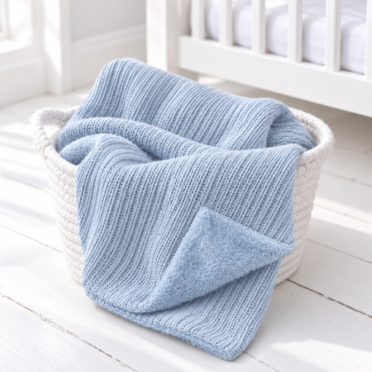 Blue Chenille Baby Blanket – Newborn Baby Boy Gift