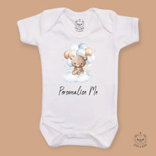 Load image into Gallery viewer, Personalised Baby Bodysuits - Blue Bear on a Cloud