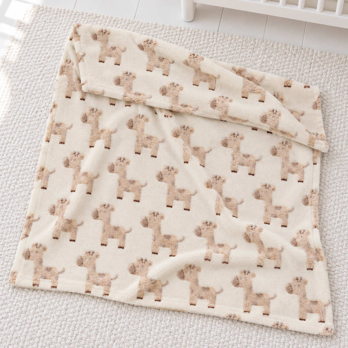 Cream Giraffe Baby Blanket – Neutral Newborn Gift