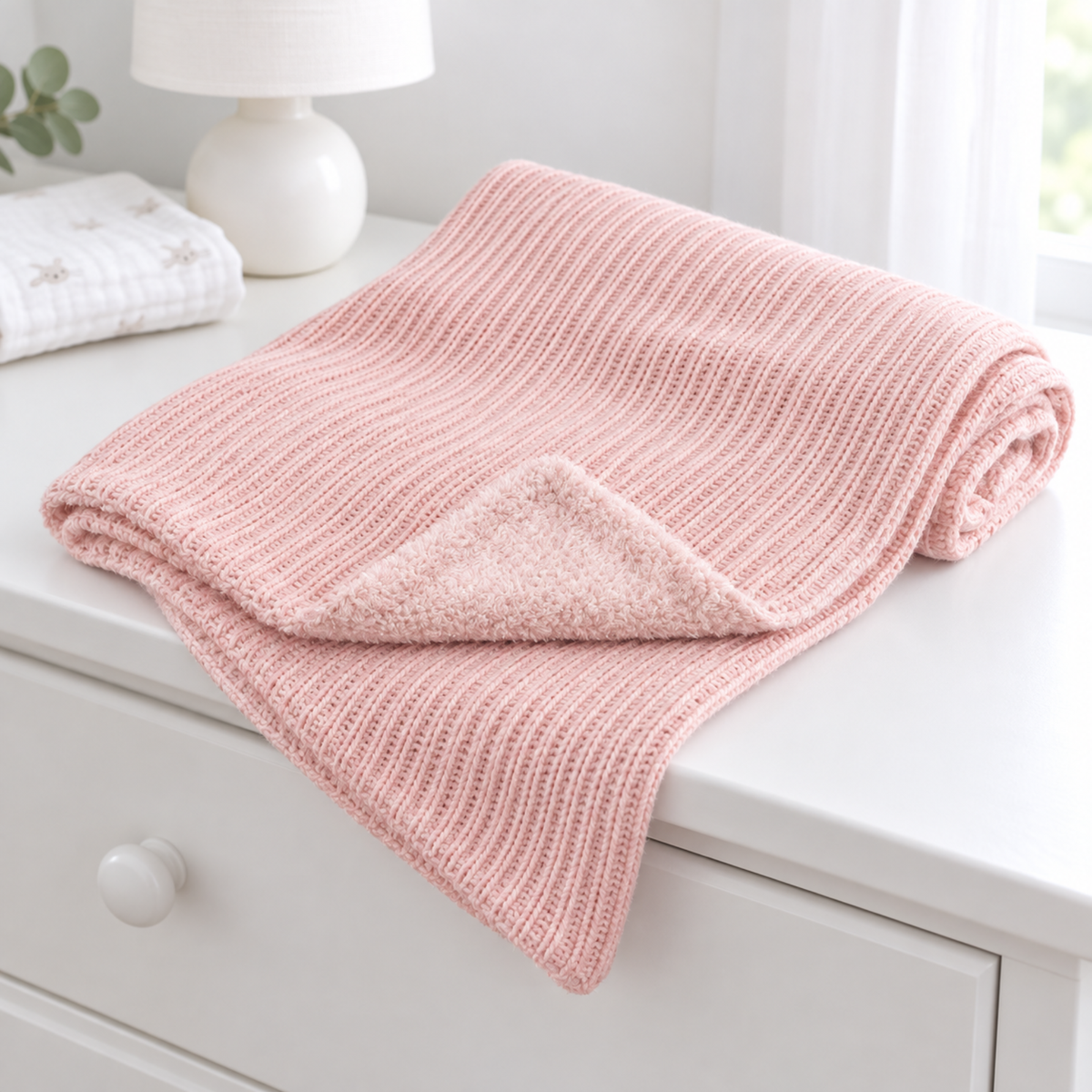 Pink Chenille Baby Blanket – Newborn Baby Girl Gift