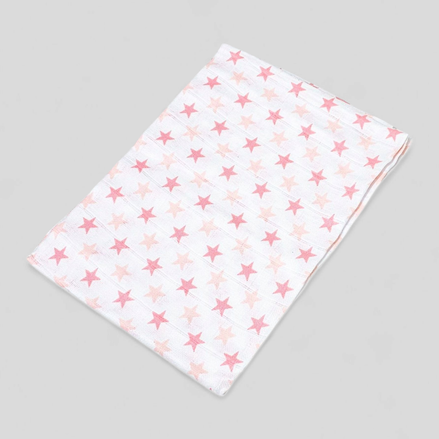 Pink Star muslin square – 100% cotton baby cloth and infant gift
