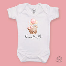 Load image into Gallery viewer, Personalised Baby Bodysuits - Pink Bear with Balloons