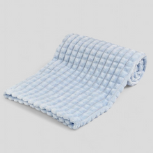 Load image into Gallery viewer, Soft plush baby blanket in blue