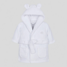 Load image into Gallery viewer, White children's robe with bear ears on a light gray background