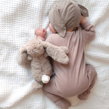 Load image into Gallery viewer, Velvet Mocha Zip Up Sleepsuit Ribbed Romper Babygrow
