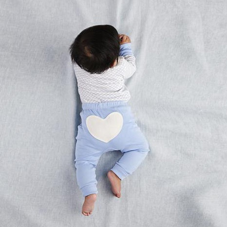 Blue Organic Cotton Baby Pants 0–3 Months | Heart Bum