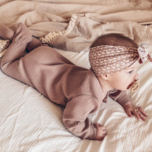 Load image into Gallery viewer, Velvet Mocha Zip Up Sleepsuit Ribbed Romper Babygrow