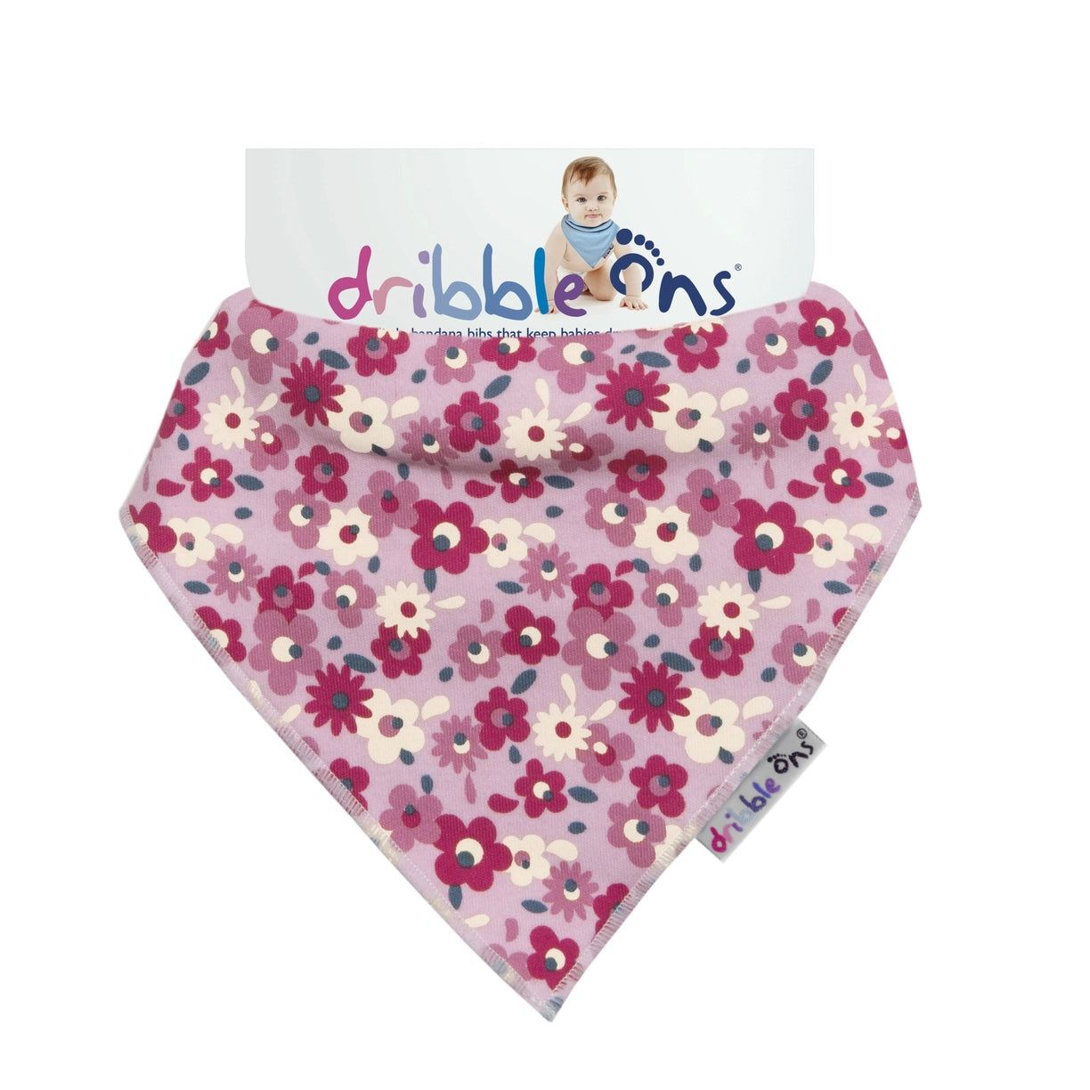 Dribble Ons Pink Flowers Bib