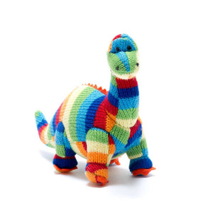 Ema and Boo Stripy Knitted Dinosaur