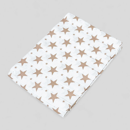 Taupe Star muslin square – 100% cotton baby cloth and infant gift