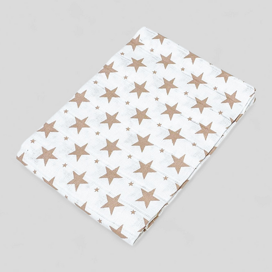 Taupe Star muslin square – 100% cotton baby cloth and infant gift