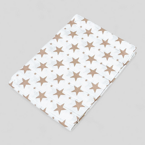 Taupe Star muslin square – 100% cotton baby cloth and infant gift