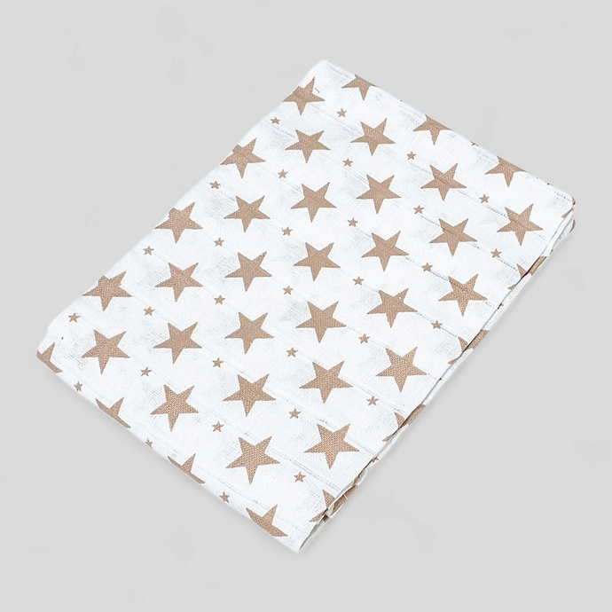 Taupe Star muslin square – 100% cotton baby cloth and infant gift