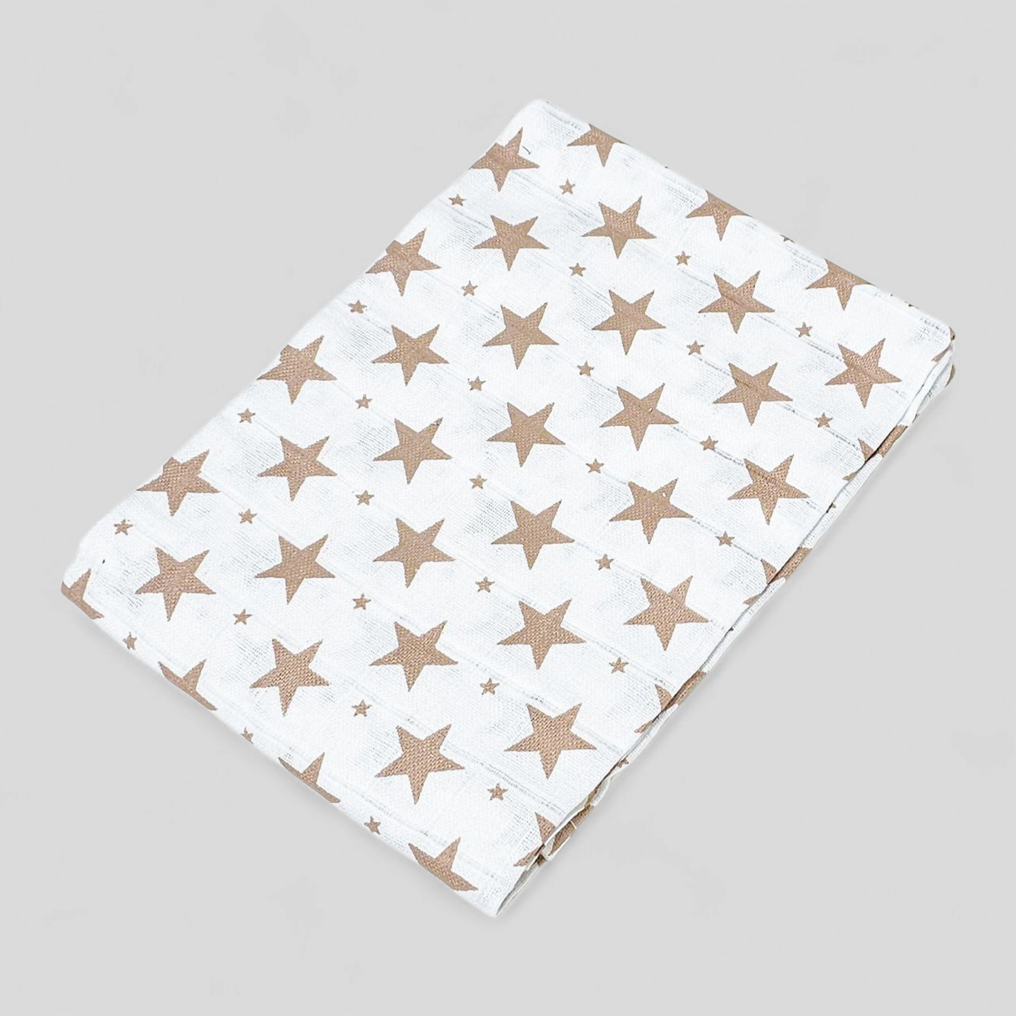 Taupe Star muslin square – 100% cotton baby cloth and infant gift