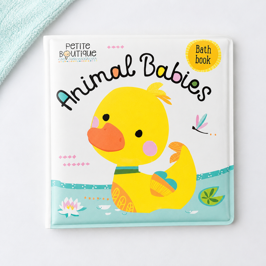 Petite Boutique Animal Babies waterproof bath book for babies with yellow duck illustration