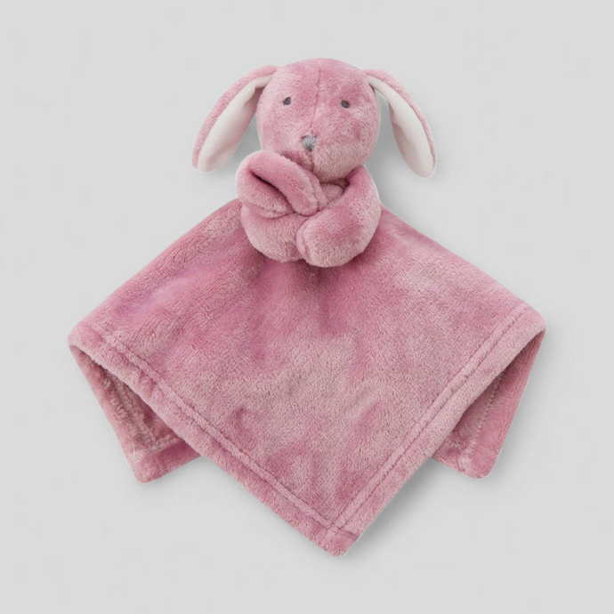 Dusky pink baby bunny comforter – soft comfort toy and new baby girl gift