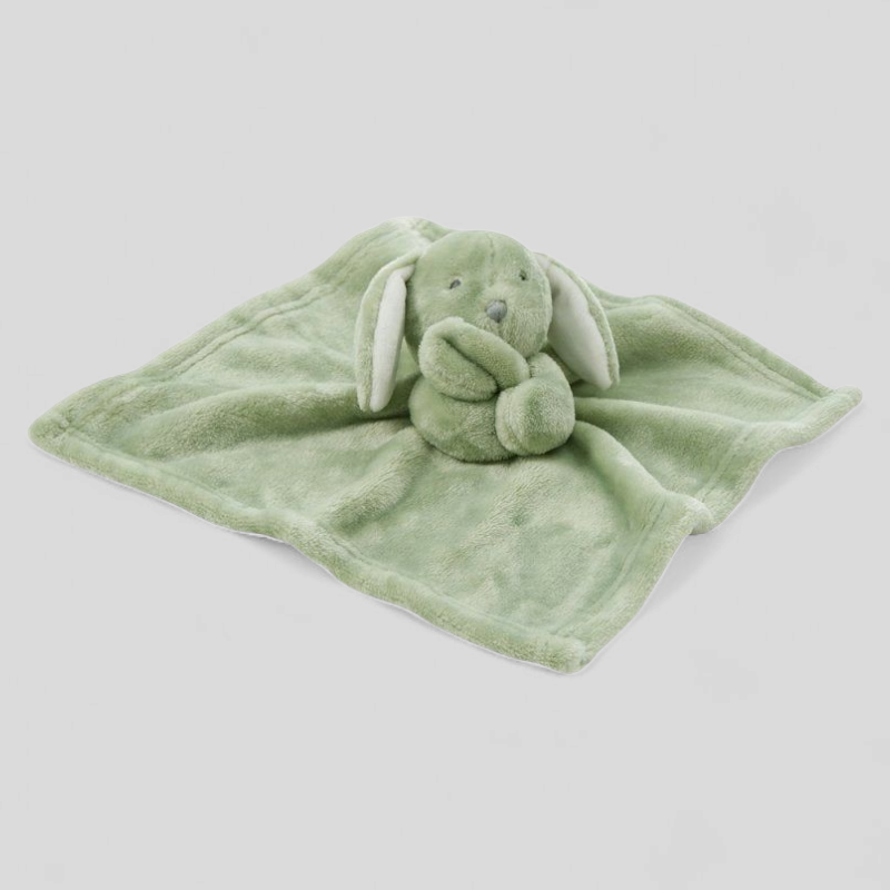 Sage Green Plush Baby Toy Comforter