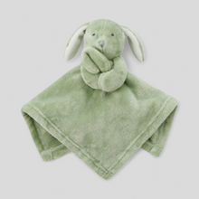 Load image into Gallery viewer, Sage green baby bunny comforter – soft comfort toy and gender-neutral baby gift 

