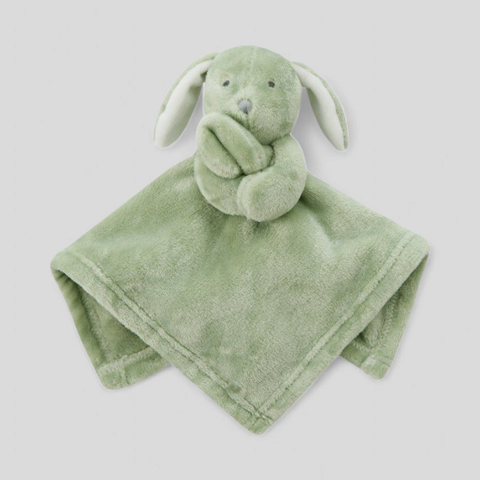 Sage green baby bunny comforter – soft comfort toy and gender-neutral baby gift 