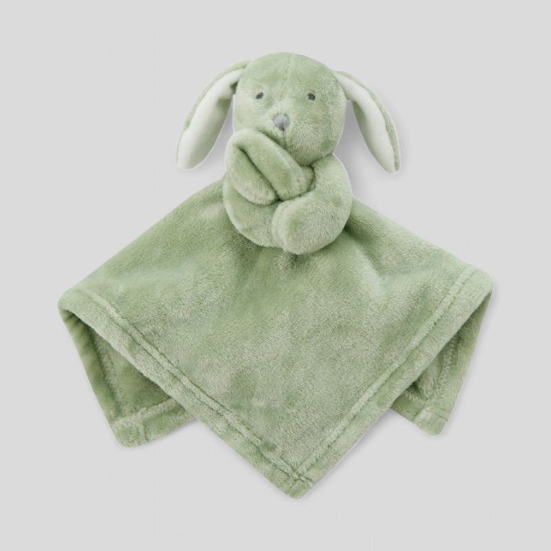 Sage green baby bunny comforter – soft comfort toy and gender-neutral baby gift 