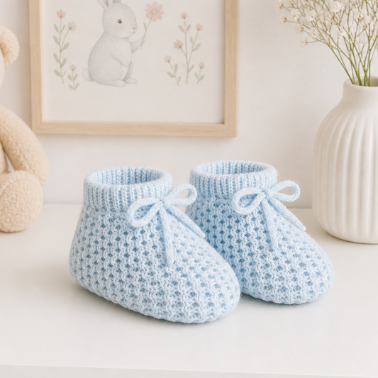 Sky blue baby booties for newborn boys – soft and breathable baby gift shoes