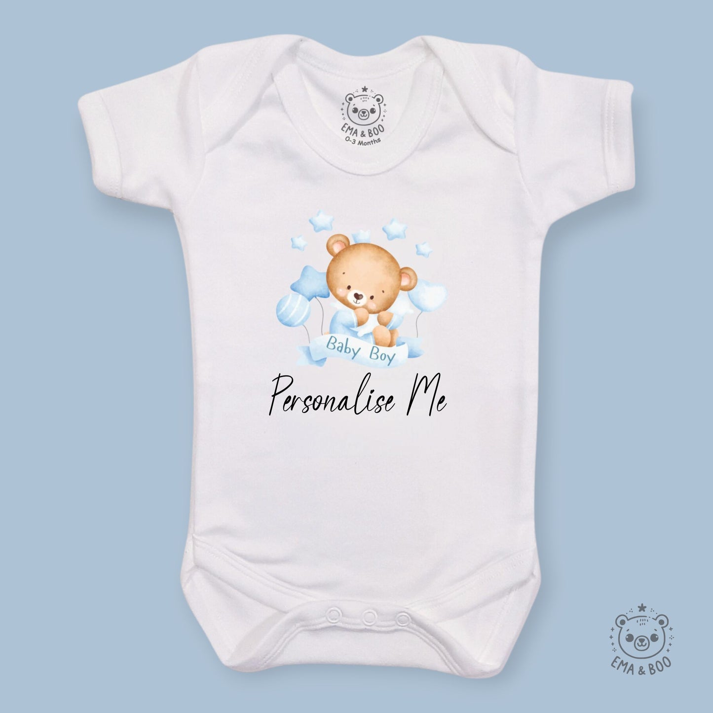 Personalised Baby Bodysuits - Baby Boy Bear