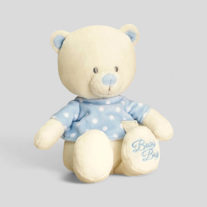 Blue teddy bear with “Baby Boy” embroidery – soft plush toy for newborn baby boy gift or nursery