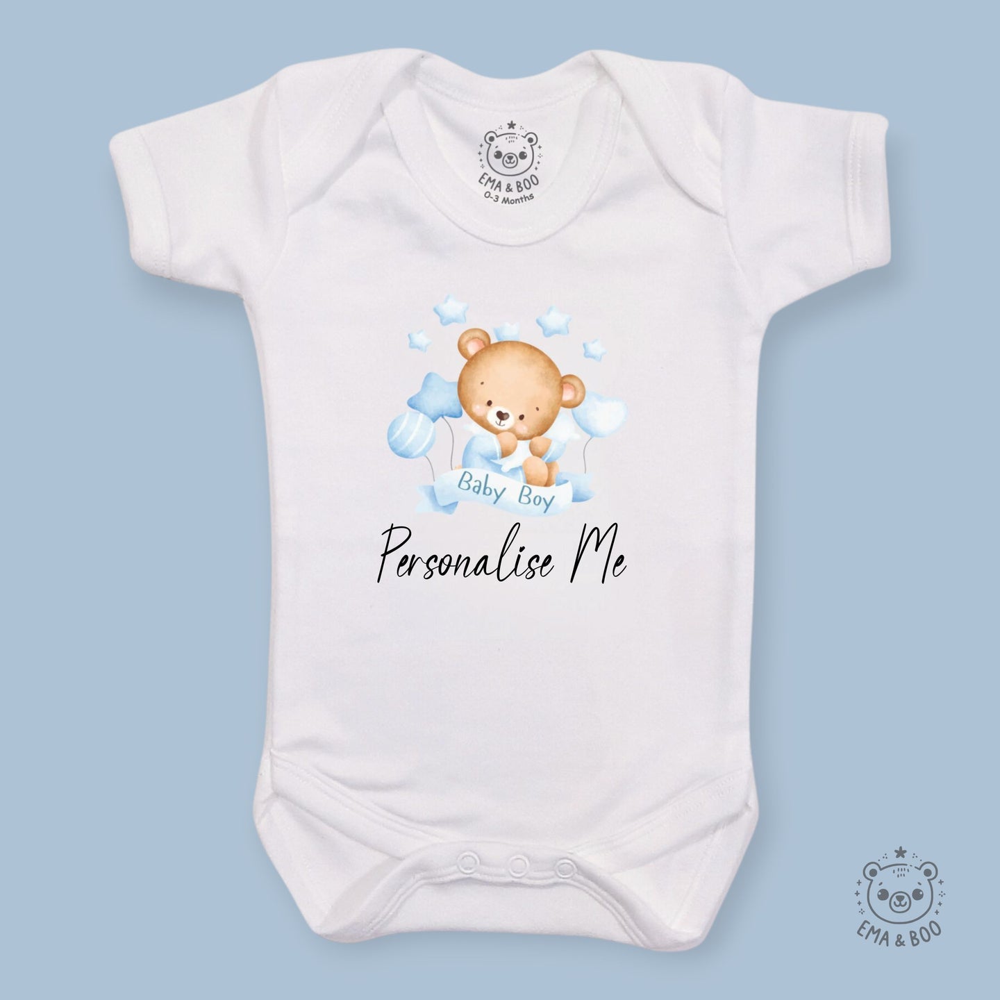 Personalised Baby Bodysuits - Baby Boy Bear