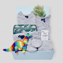 Load image into Gallery viewer, Little Dino Delight Baby Boy Gifts Hamper - Gift Box for a Newborn
