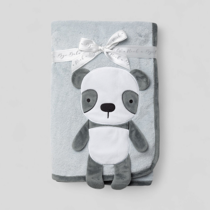 Soft plush baby blanket with 3D panda – cuddly baby gift

