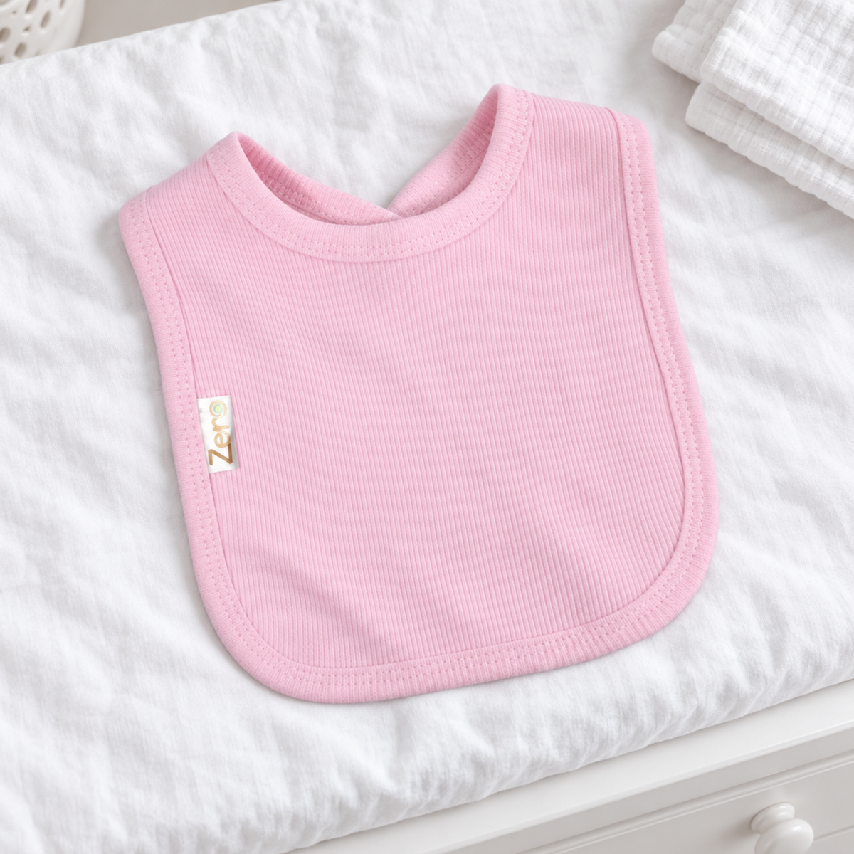 Baby Pink Ribbed Bib