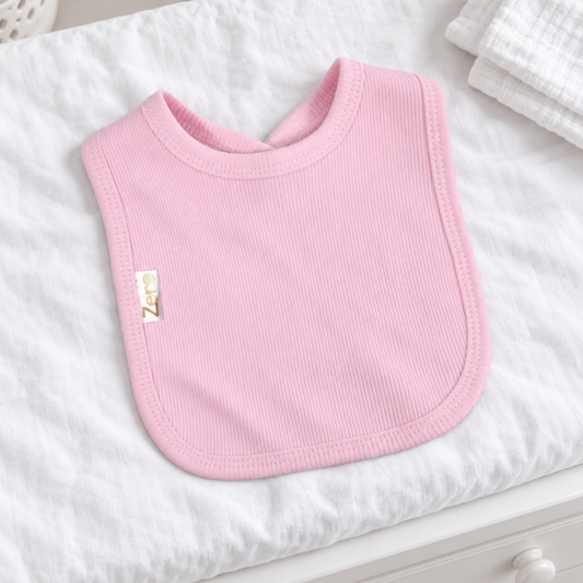 Baby Pink Ribbed Bib
