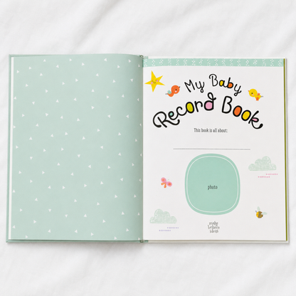 Inside My Baby Record Book with space for baby photos and first year memories