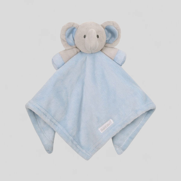 Blue baby plush elephant comfort blanket 