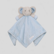 Load image into Gallery viewer, Blue baby plush elephant comfort blanket 
