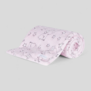 Pink plush baby blanket with elephant pattern, gifts for baby girl