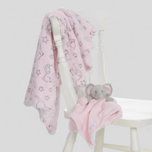 Load image into Gallery viewer, Pink lush elephant blanket and matching comforter, baby gifts UK
