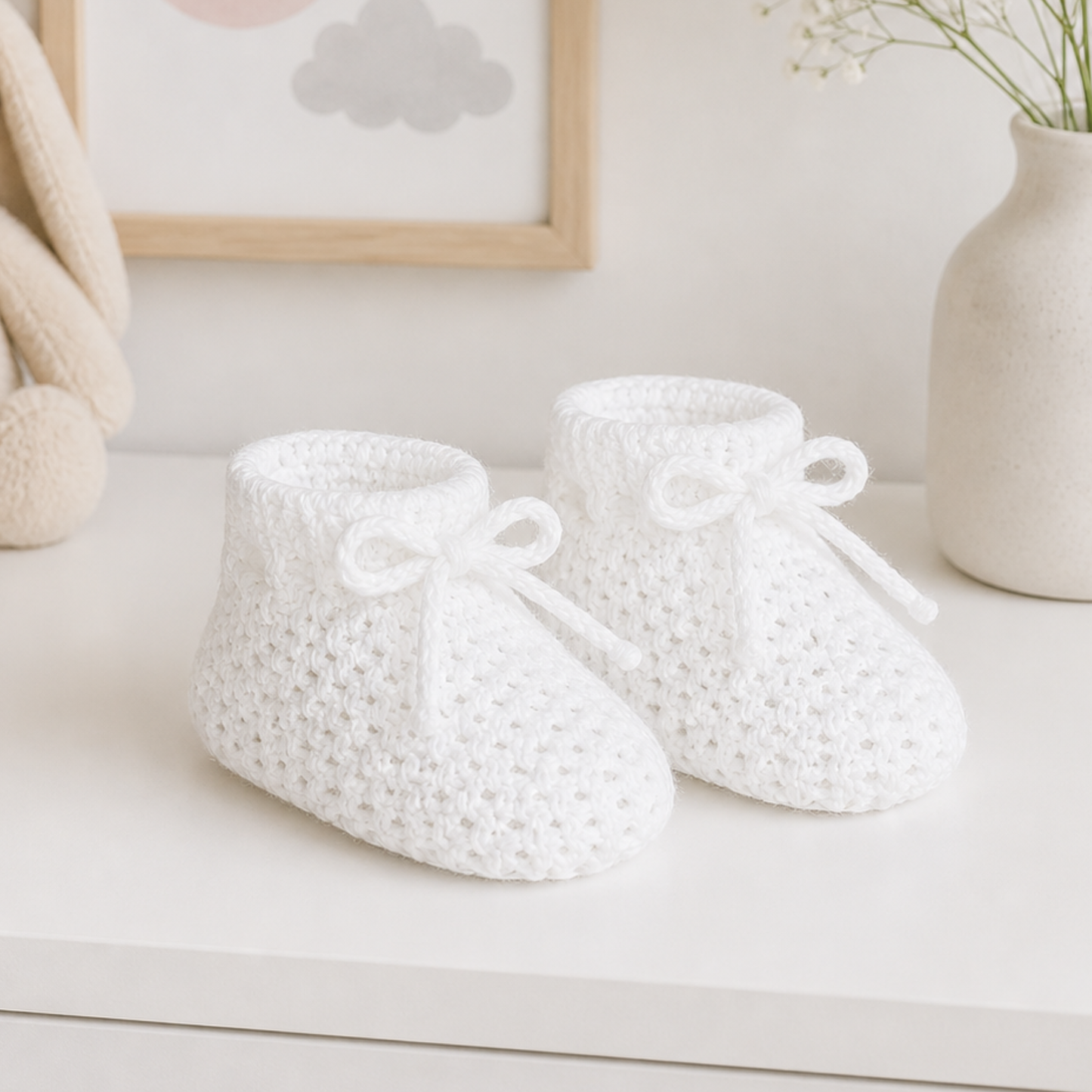 White Knitted Baby Booties