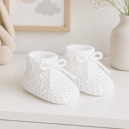 White Knitted Baby Booties