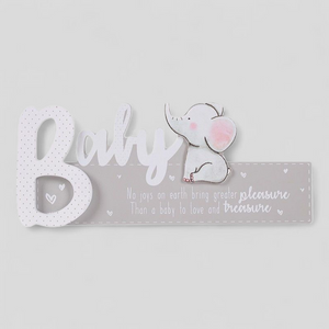 Baby Elephant Standing Plaque - Newborn Nursery Presents