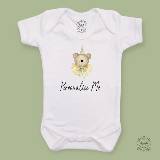 Personalised Baby Bodysuits - Bear in a Hat