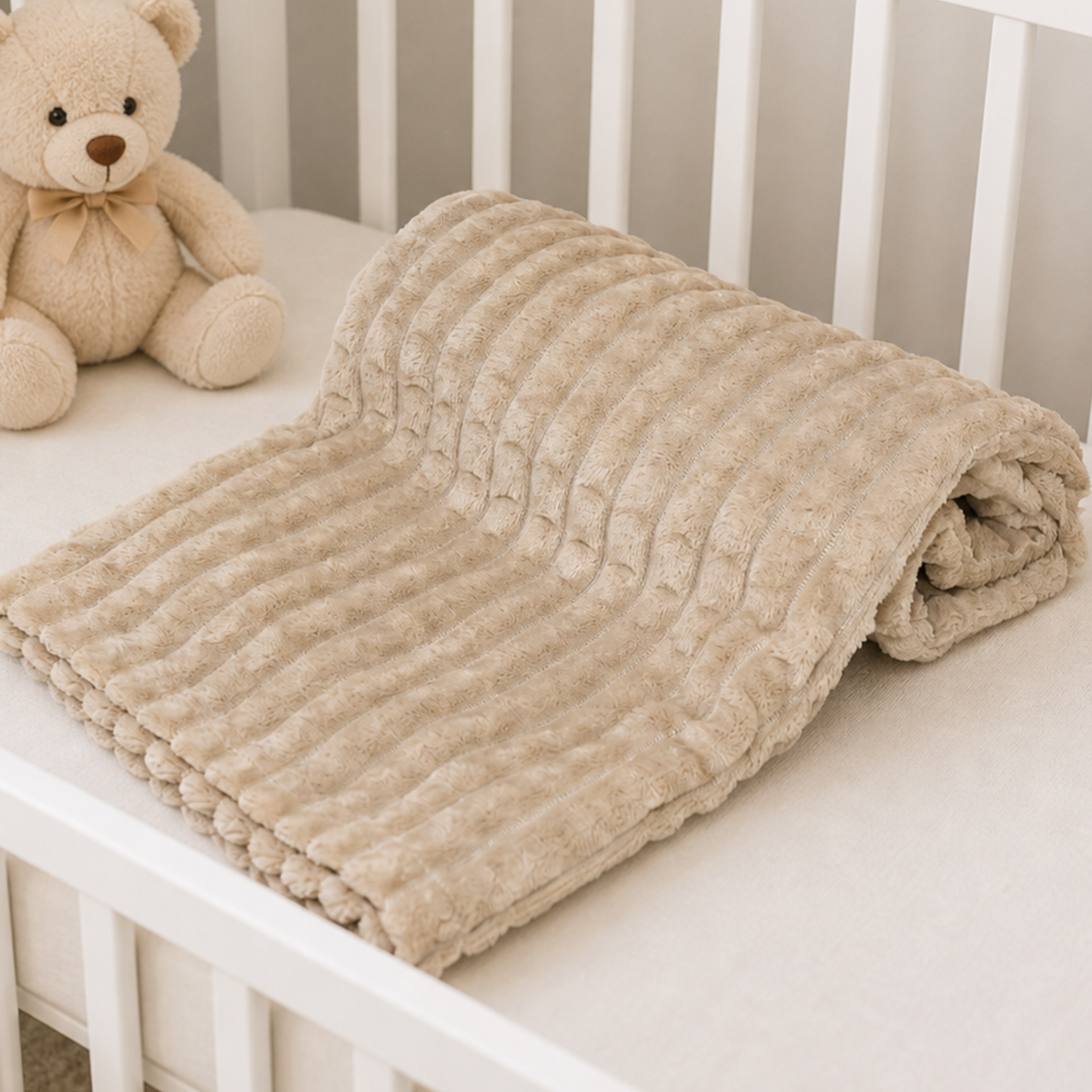 beige baby plush blanket soft newborn blanket neutral baby gift blanket uk