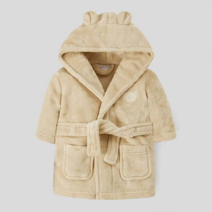 Beige baby robe with hood and ears 