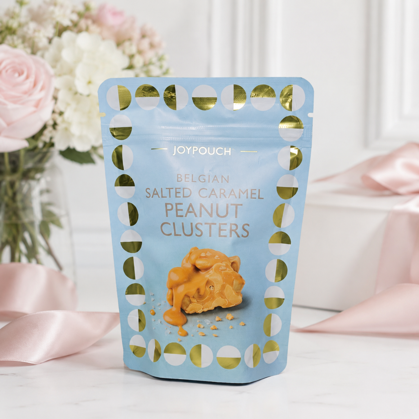 Belgian salted caramel peanut clusters JoyPouch 100g treat for new mum baby gift hamper