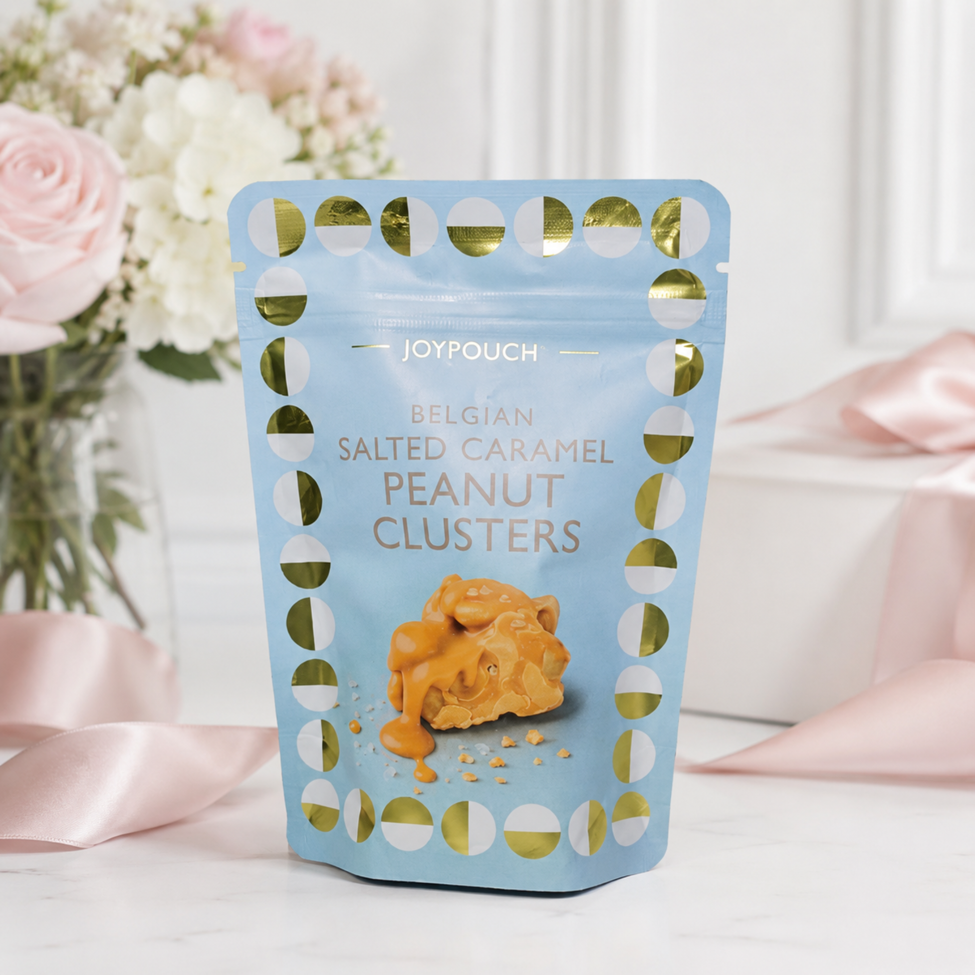 Belgian salted caramel peanut clusters JoyPouch 100g treat for new mum baby gift hamper